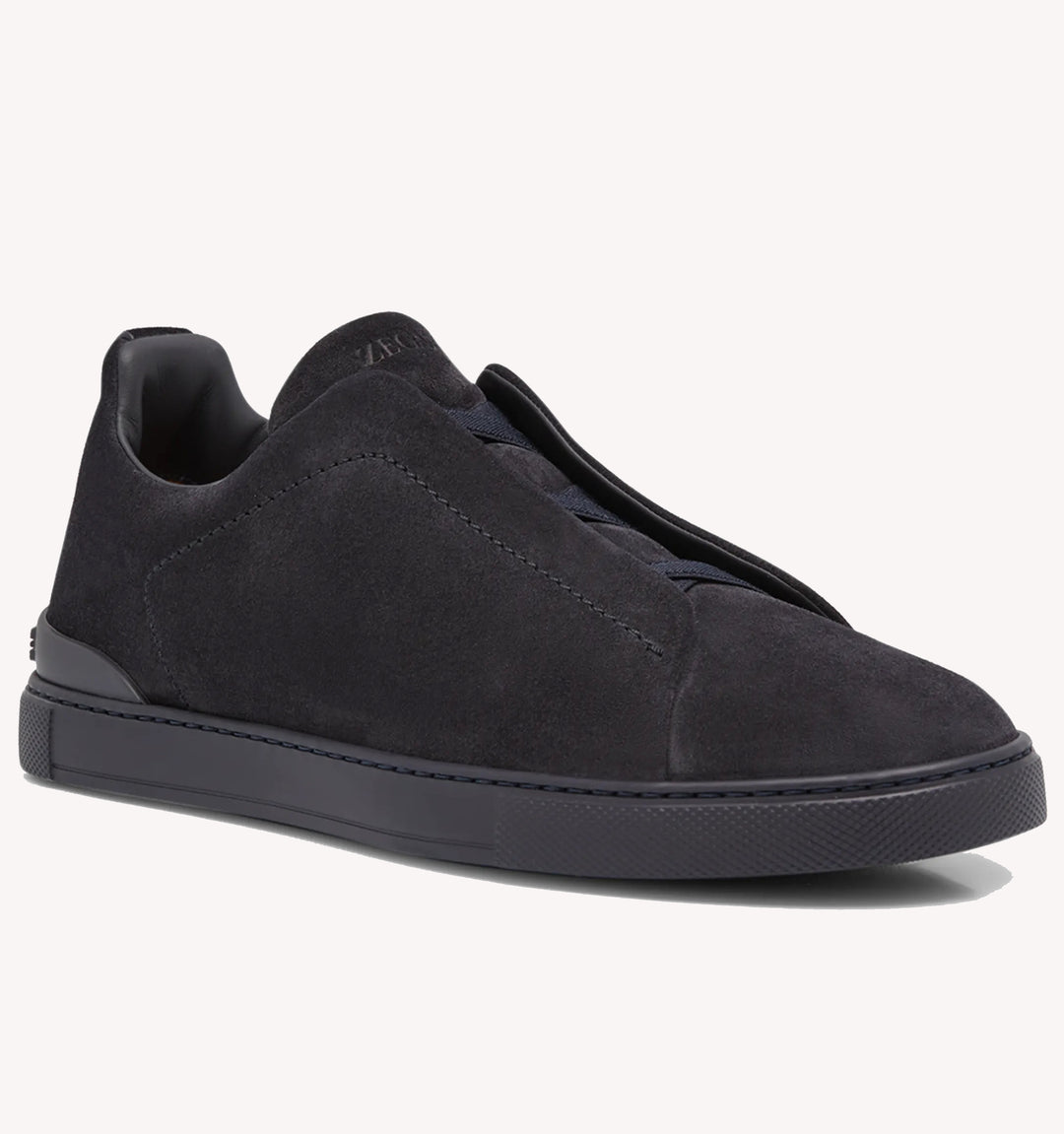 Zegna Triple Stitch Suede Sneaker in Navy