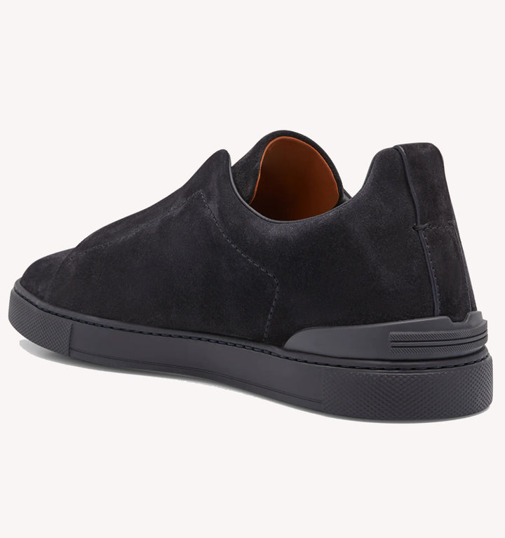 Zegna Triple Stitch Suede Sneaker in Navy