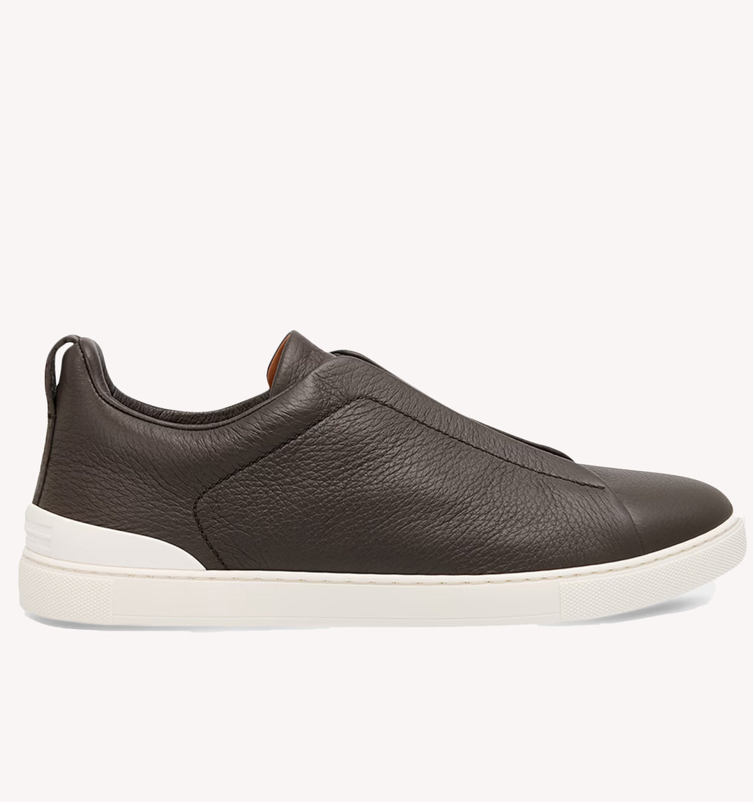 Zegna Triple Stitch Sneaker in Dark Brown