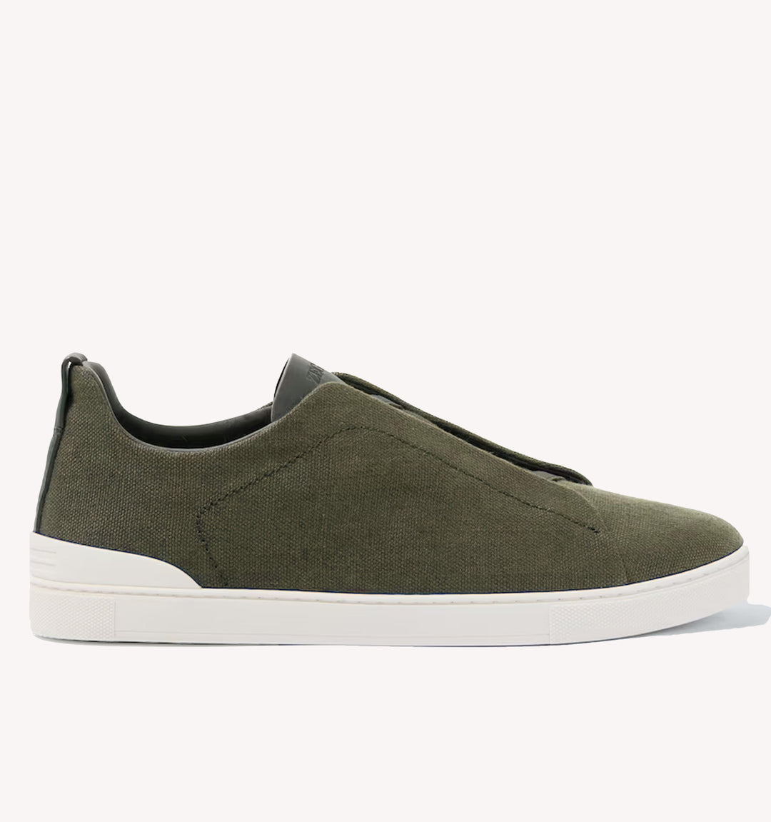Zegna Triple Stitch Canvas Sneaker in Olive