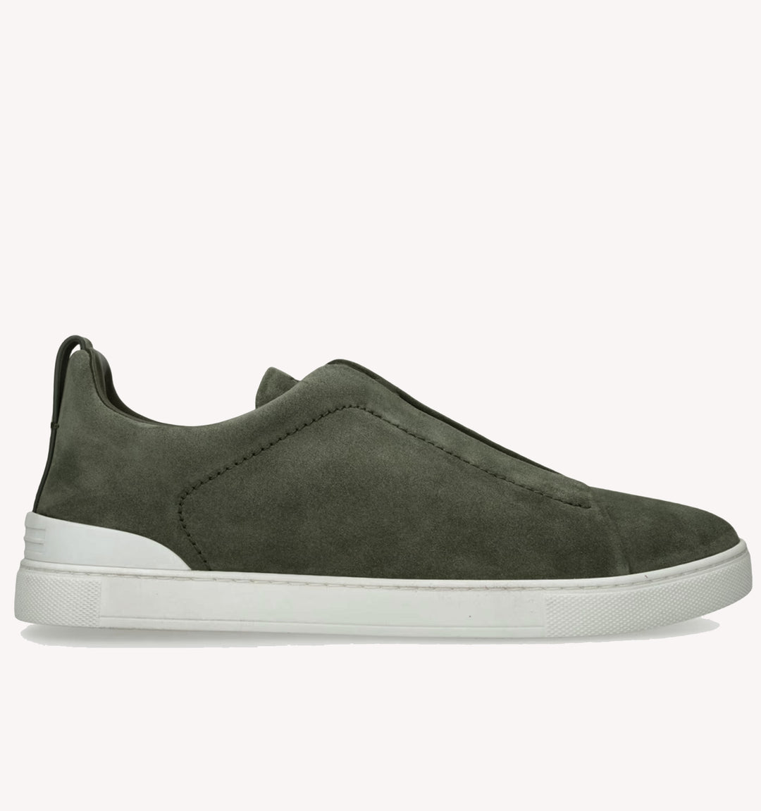 Zegna Triple Stitch Sneaker in Olive Green
