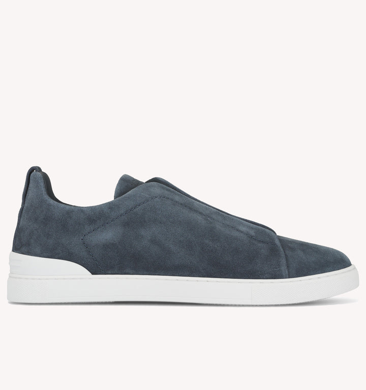 Zegna Triple Stitch Suede Sneaker in Teal