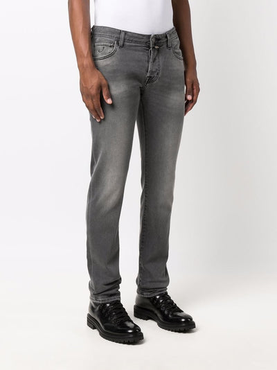 Jacob Cohen Straight Leg Jeans in Washed Black