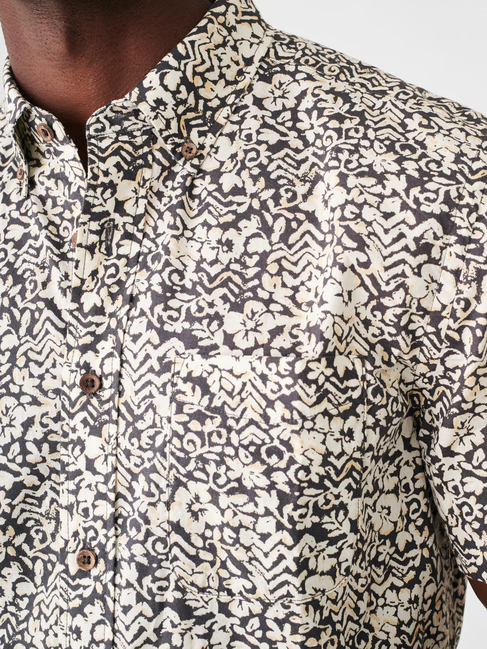 Faherty Stretch Playa Sport Shirt in Washed Black Hilo Floral
