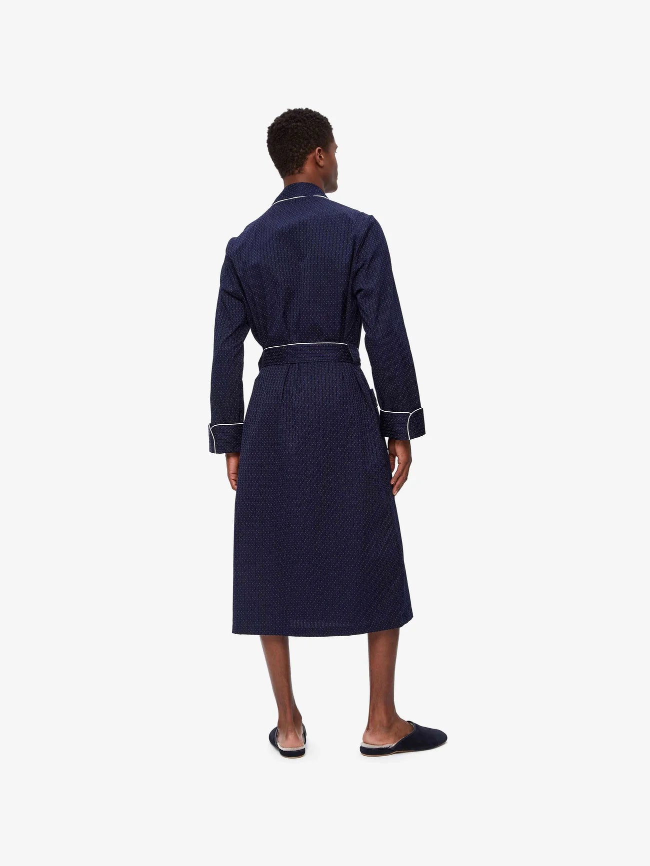 Derek Rose Stripe and Dot Robe in Royal Navy