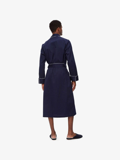 Derek Rose Stripe and Dot Robe in Royal Navy