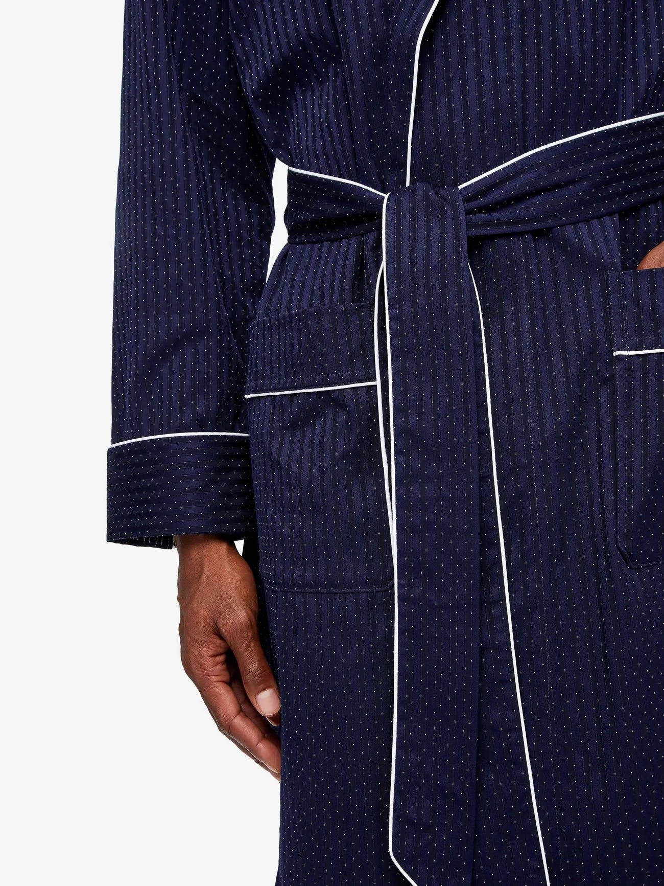 Derek Rose Stripe and Dot Robe in Royal Navy