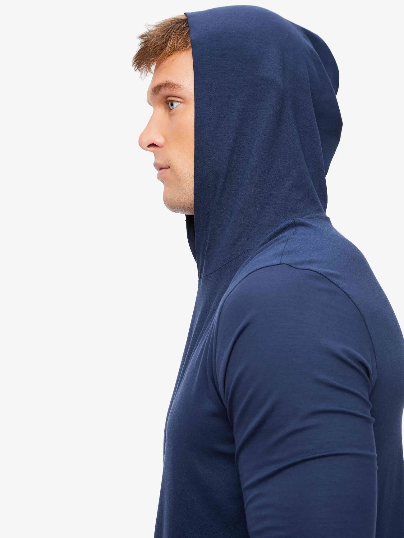 Derek Rose Basel Pullover Hoodie in Navy