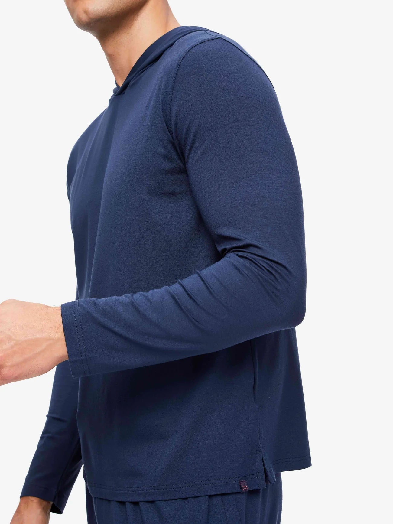 Derek Rose Basel Pullover Hoodie in Navy