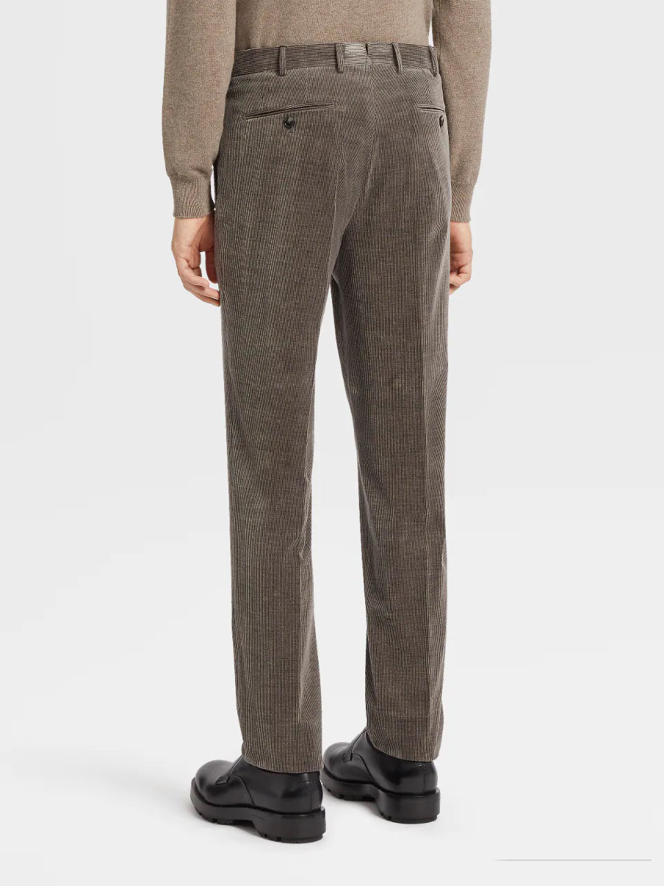 Zegna Corduroy Sport Trousers in Grey Brown