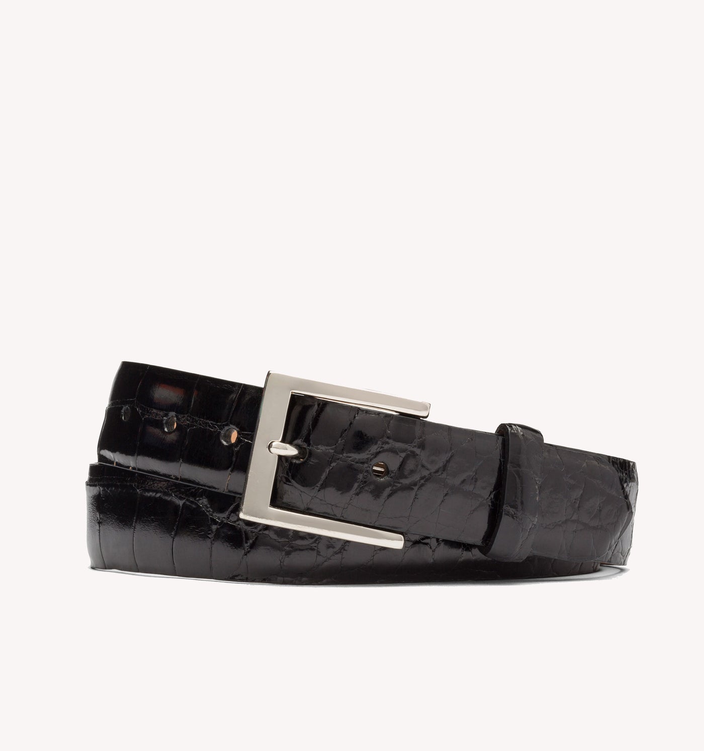 W. Kleinberg Glazed Alligator Belt in Black